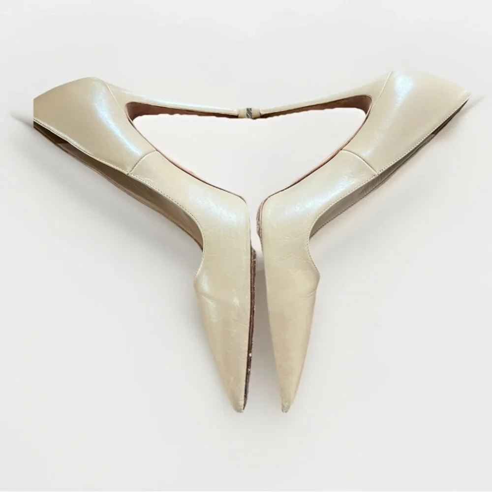 Prada Nude Leather Pointed Toe Pumps 38.5 - Picture 4 of 8